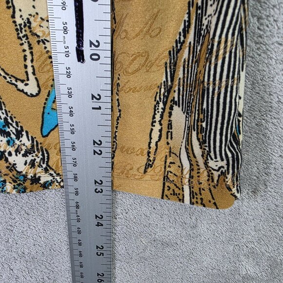 Womens Nygard Beige & Teal Abstract Blouse Short Sleeve V Neck Polyester Size M - Picture 6 of 7